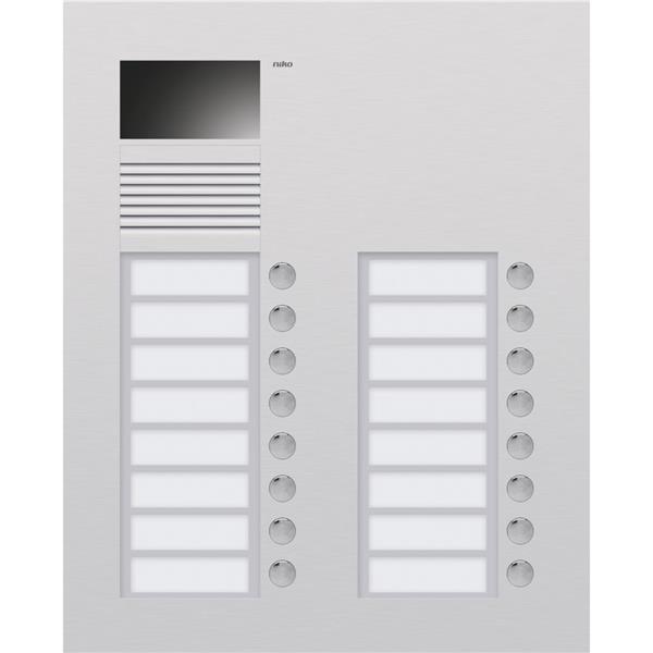 NIKO - Buitenpost met 16 beldrukknoppen (2x8) en kleurencamera, inbouw, aluminium - 10-316