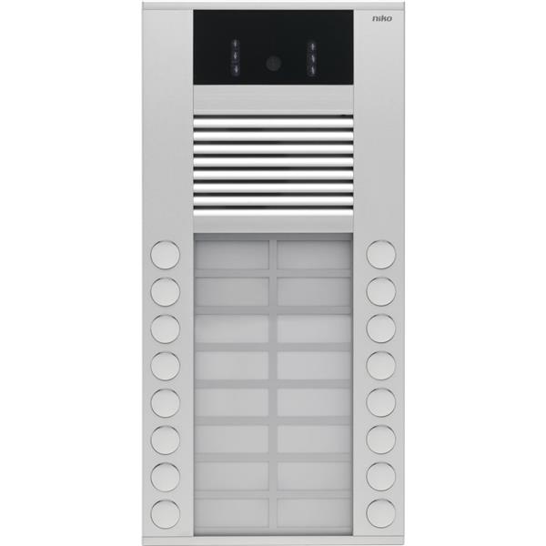 NIKO - Buitenpost met 16 beldrukknoppen (2x8) en kleurencamera, opbouw 20mm, aluminium - 10-416