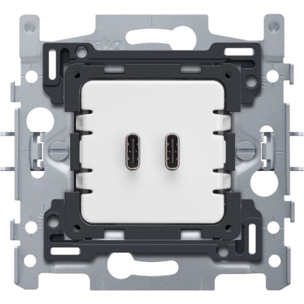 dubbele smart usb-c-lader, 65W pd, klauwbevestiging