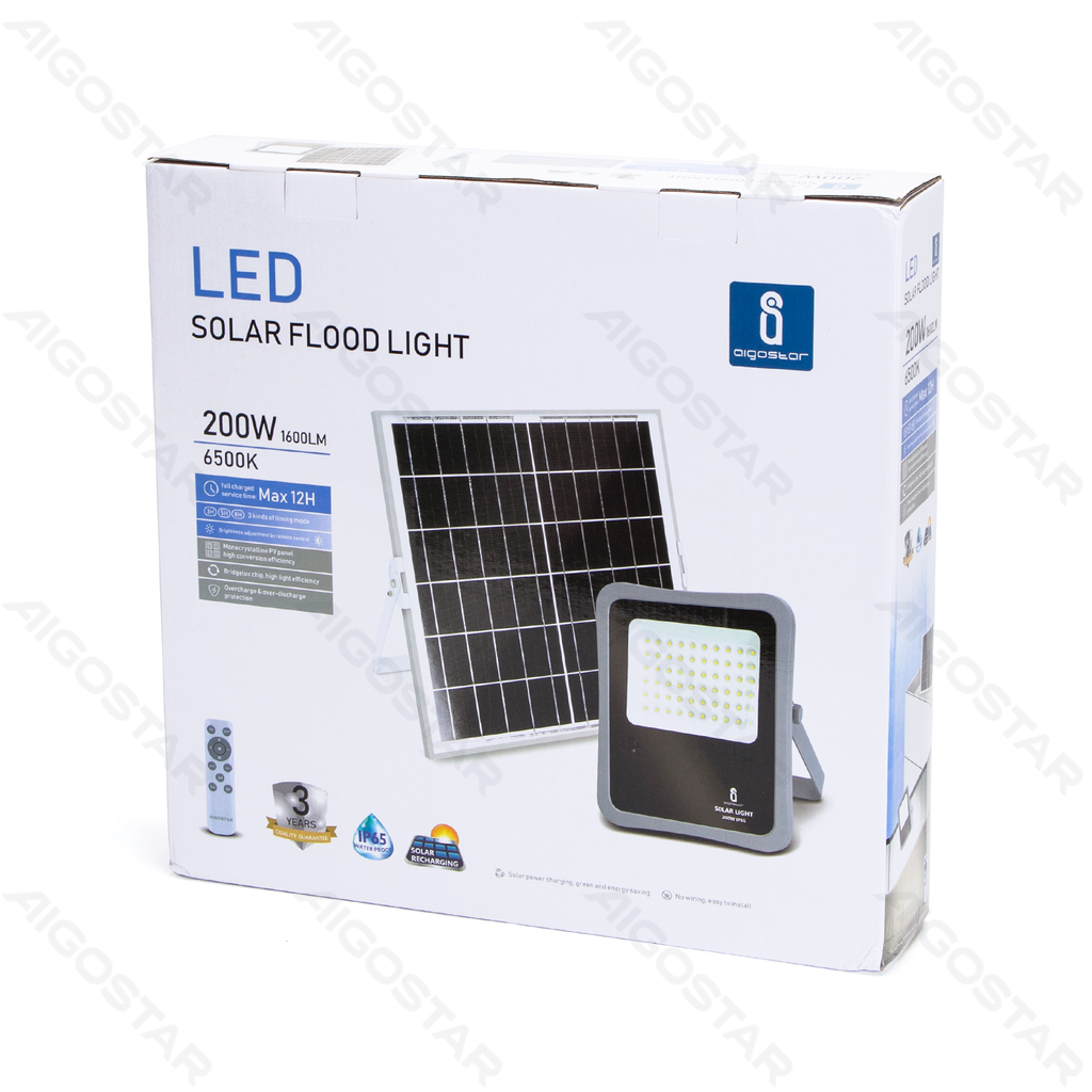 [B10201XHS] Aigostar Solar flood light Separated 200W 6500K 2m 02 series