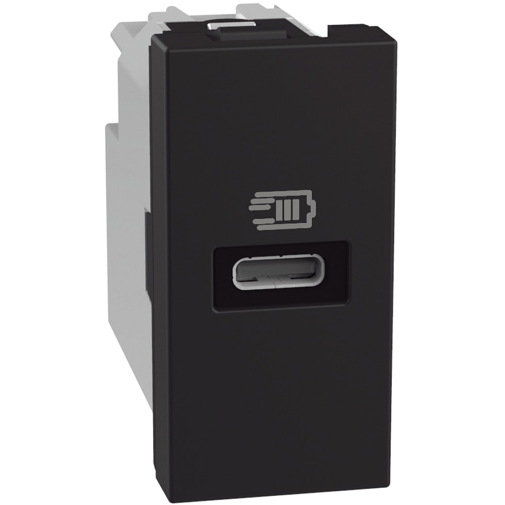 BTICINO LightN USB oplader-C 20W Pdel 1 mod - zwart
