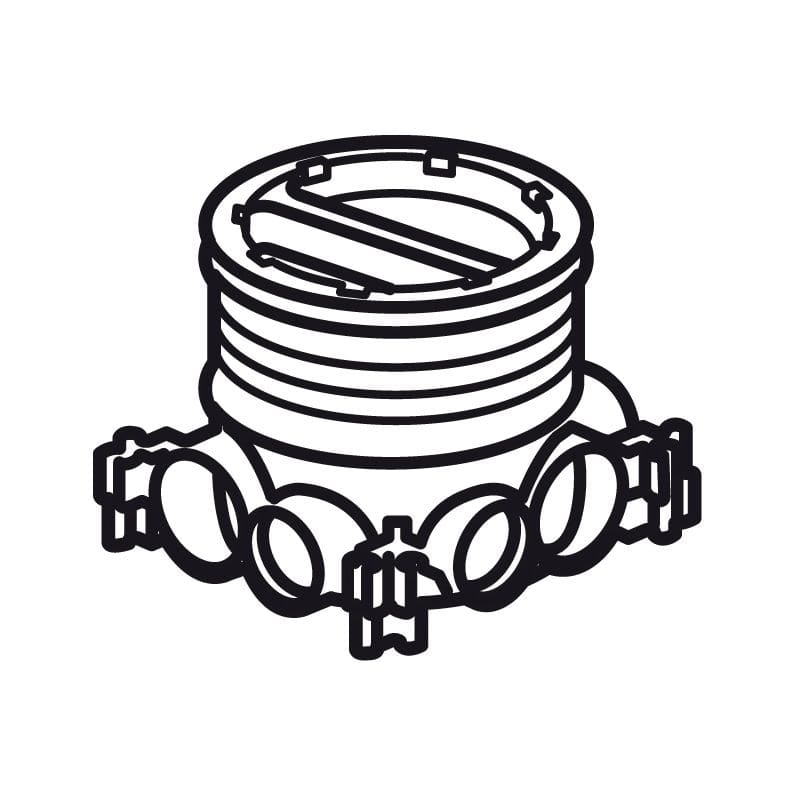 Vloer-inbouwdoos hoogte 50 tot 80mm diam 80mm