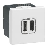 Mosaic lader 2xUSB 2500mA 5V 2 modules