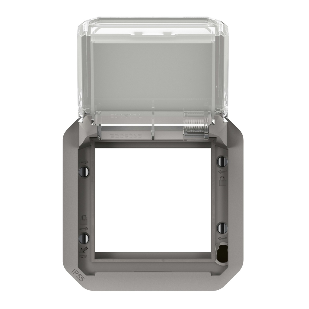 LEGRAND Plexo adapter Mosaic 2 mod met transparant deksel grijs