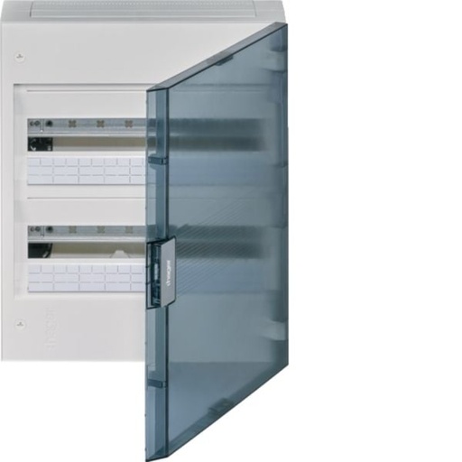 [VB218R] EC OPBOUWKAST 36 MODULES   IP40 Wit 2 rijen VB218R  Doorzichtige deur