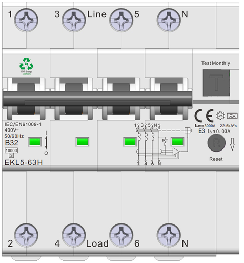[EWP226866] Aardlekautomaat 4P 300mA Type A 16A curve C