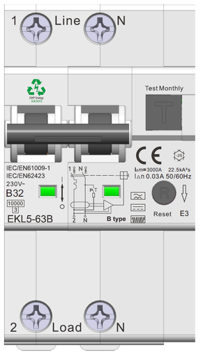 [EWP226868] Aardlekautomaat 2P 30mA Type B 32A curve B