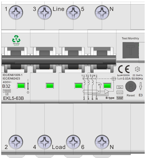 [EWP226870] Aardlekautomaat 4P 300mA Type B 32A curve C