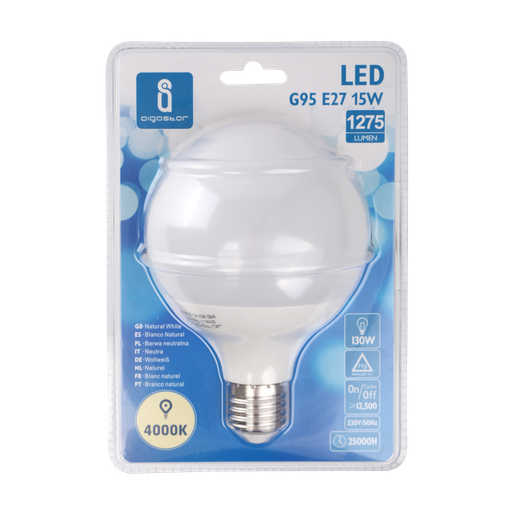 [A186609] LED A5 G95 E27 15W 4000K