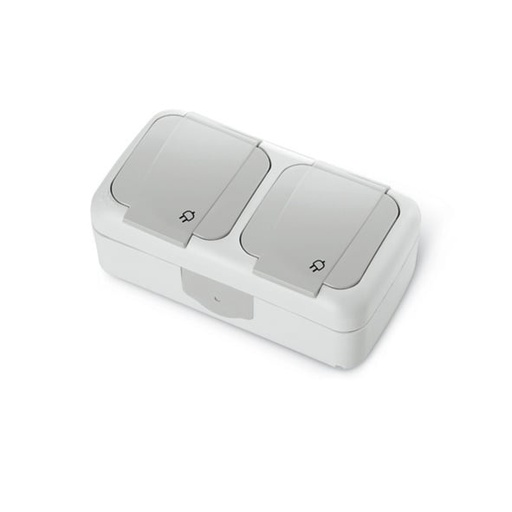 [VI90555585] Dubbel stopcontact spatwaterdicht IP54 Horizontaal