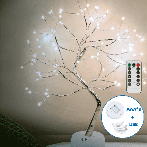 [A367886] Boomlampje 0,45m met 3AAA-batterij 3000K 6500K  IP20