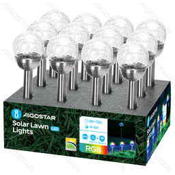 LED Solar Sfeervolle Gazonverlichting RVS Gebarsten bal met Staak RGB