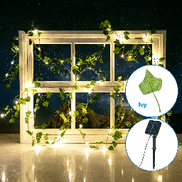 Aigostar Solar artificial plant Linear Greenery Ivies Dark green leaves Warm light 2M+10M 100LED
